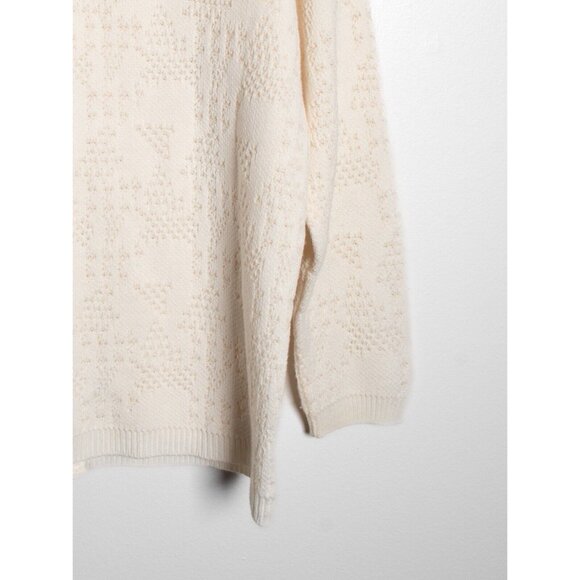 Vintage Women's Cream Crewneck Acrylic Cardigan Sweater Size Large - Picture 6 of 7